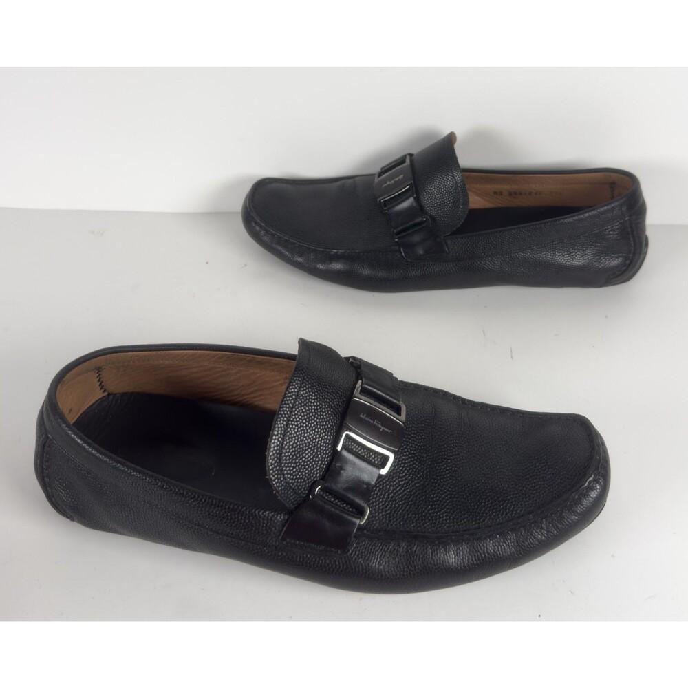 Salvatore Ferragamo Black Leather Men's Sardegna Driving Shoe Loafers US 11.5 EE